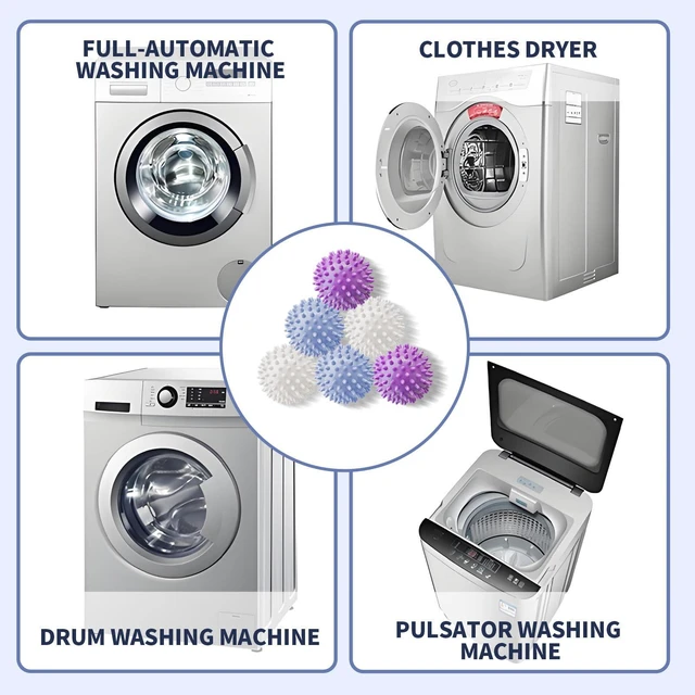 Alt view image 5 of 6 - 6Pcs 2.36 Inch Reusable Dryer Balls, Fabric Softener Alternative, Anti-Wrinkle and Pet Hair Remover for Washer and Dryer, Laundry Essentials