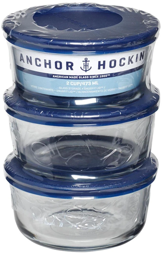 Alt view image 4 of 6 - Anchor Hocking 2Cup Round Glass Food Storage Containers with Lids, Set of 3