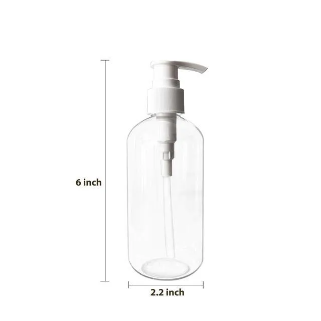 Alt view image 6 of 7 - 2 Pack Empty Plastic Bottles with Pump Dispenser, 8 oz, Clear/White, Refillable Containers for Body Wash, Moisturizer, Face Cream, Liquid Soap