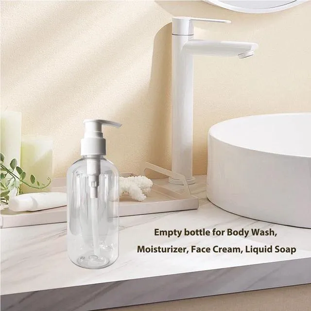 Alt view image 4 of 7 - 2 Pack Empty Plastic Bottles with Pump Dispenser, 8 oz, Clear/White, Refillable Containers for Body Wash, Moisturizer, Face Cream, Liquid Soap