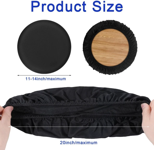 Alt view image 3 of 7 - Xthrotsenk 2-Pack Black Round High Elastic Bar Stool Covers, Soft Stool Cushion Washable Slipcovers, Fit for Dia 11-14 Inches, for Home Bar Hotel Market