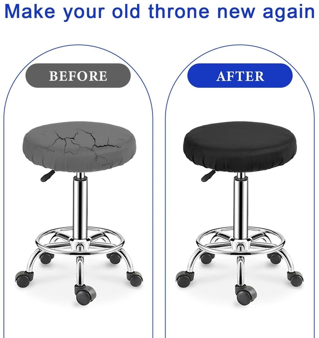 Alt view image 6 of 7 - Xthrotsenk 2-Pack Black Round High Elastic Bar Stool Covers, Soft Stool Cushion Washable Slipcovers, Fit for Dia 11-14 Inches, for Home Bar Hotel Market