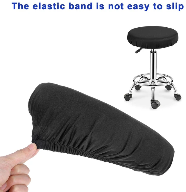 Alt view image 7 of 7 - Xthrotsenk 2-Pack Black Round High Elastic Bar Stool Covers, Soft Stool Cushion Washable Slipcovers, Fit for Dia 11-14 Inches, for Home Bar Hotel Market