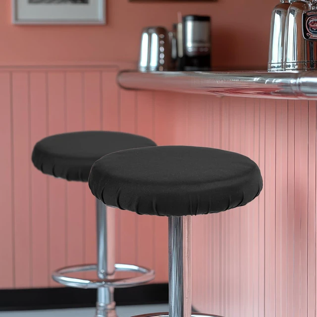 Alt view image 4 of 7 - Xthrotsenk 2-Pack Black Round High Elastic Bar Stool Covers, Soft Stool Cushion Washable Slipcovers, Fit for Dia 11-14 Inches, for Home Bar Hotel Market