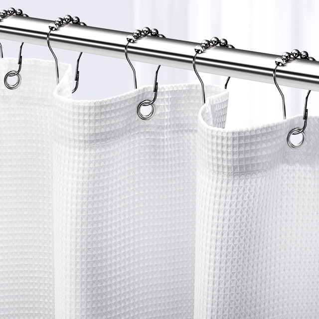 Main image of NEATERIZE White Waffle Shower Curtain 72x72 Inches Hotel Style Fabric