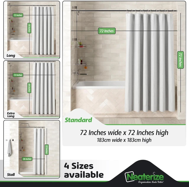 Alt view image 6 of 7 - NEATERIZE White Waffle Shower Curtain 72x72 Inches Hotel Style Fabric