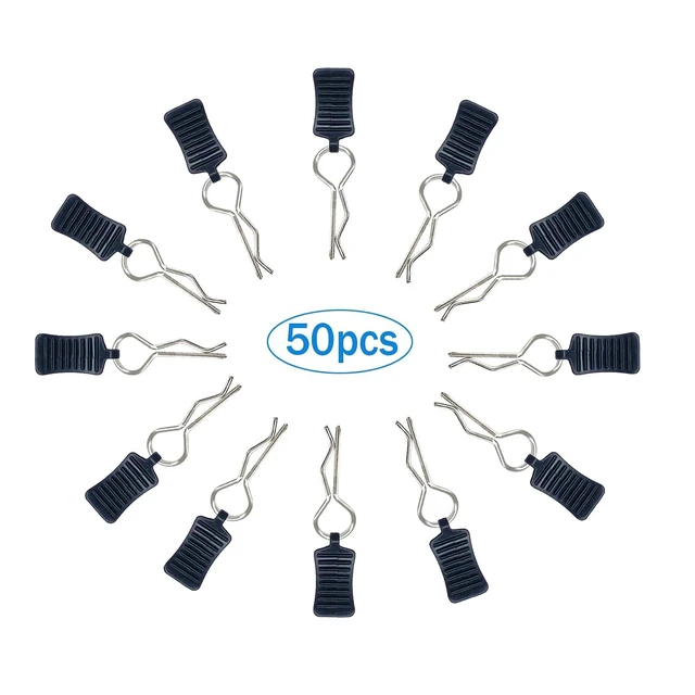 Alt view image 2 of 5 - 50pcs RC Body Clips with Pull Tabs 1.2mm Rod Silver for 1/8 1/10 1/12 Scale RC Car Truck Buggy Parts Traxxas Redcat Axial Arrma HSP HPI Himoto Tamiya