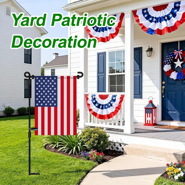 Alt view image 5 of 6 - HOOSUN Garden Flag Stand, Premium Metal Powder-Coated Weather-Proof Paint Pole with Flag Clip and Spring Stoppers