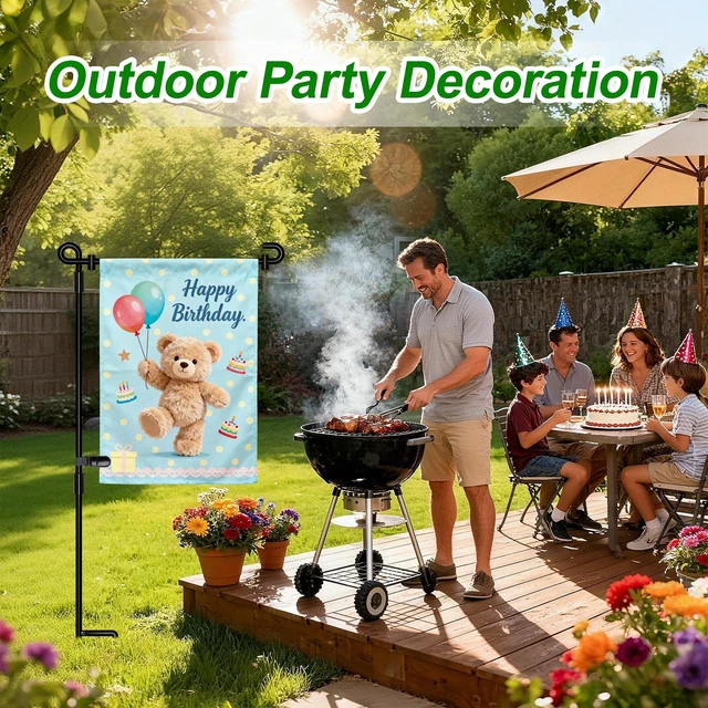 Alt view image 4 of 6 - HOOSUN Garden Flag Stand, Premium Metal Powder-Coated Weather-Proof Paint Pole with Flag Clip and Spring Stoppers
