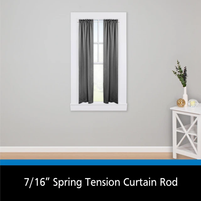 Alt view image 6 of 6 - Mainstays Adjustable Spring Tension Curtain Rod, 2 Pack, 7/16in, 18-28in, Chrome