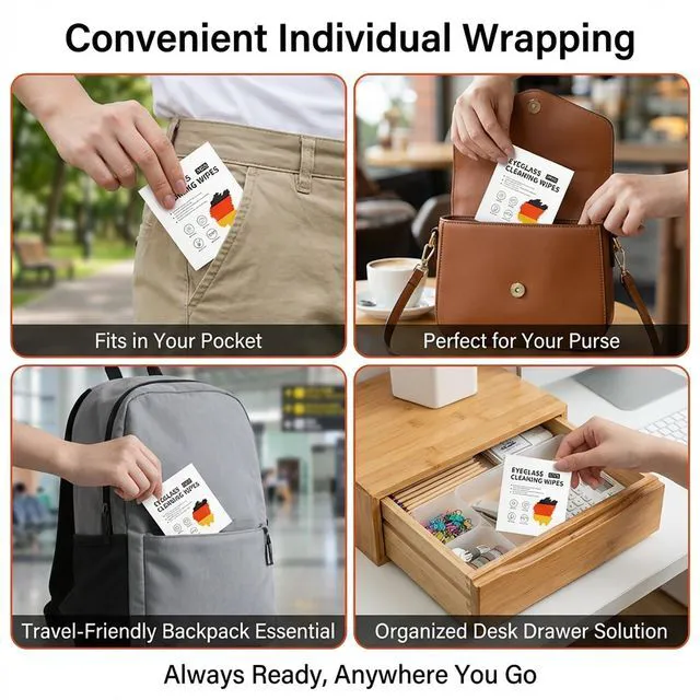 Alt view image 4 of 7 - Lens Cleaning Wipes 150 Count Wrapped for Eyeglasses Screens Cameras