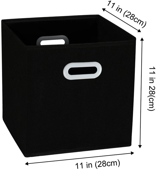Alt view image 4 of 6 - Fabric Cube Organizer Bins with Dual Handles, Foldable, Set of 3, Black