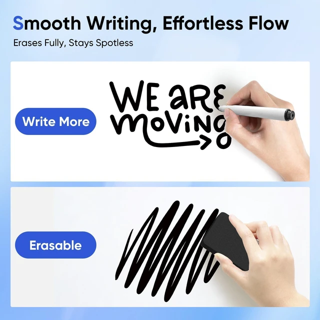 Alt view image 3 of 7 - VUSIGN 24" x 18" Magnetic Whiteboard with Silver Frame, Dry Erase Board for Office Home School - Includes 1 Eraser, 2 Multicolor Markers & 4 Magnets