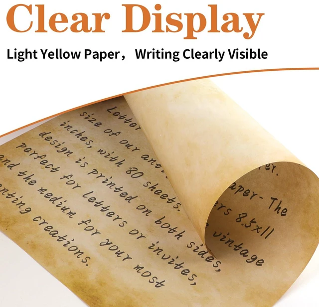 Alt view image 5 of 6 - Vintage Parchment Paper, 80 Sheets, 8.5x11 Inches, Letter Size for Printer