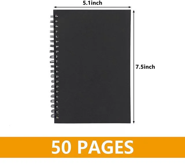 Alt view image 3 of 7 - Ykimok 2 Pack College Ruled Spiral Notebook, Soft Black Cover, 100 Pages, 7.5 x 5.1 Inches