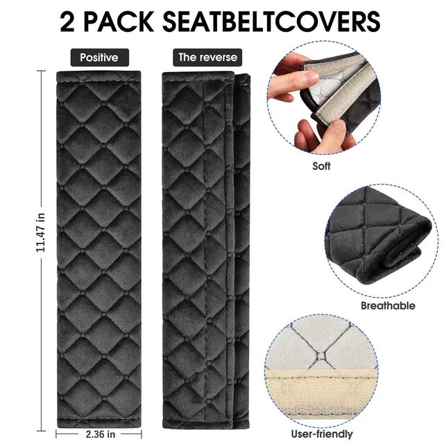 Alt view image 5 of 6 - Universal Car Seat Belt Shoulder Strap Covers Pads (2-Pack)