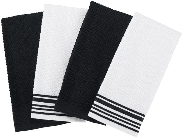 Main image of Mainstays 4-Pack 16in x 26in Woven Kitchen Towel Set, Black