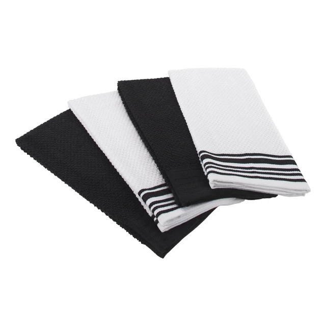 Alt view image 5 of 6 - Mainstays 4-Pack 16in x 26in Woven Kitchen Towel Set, Black
