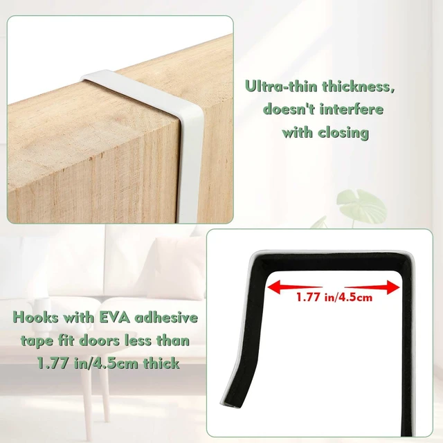 Alt view image 6 of 7 - Over-the-Door Mirror Hanger Set, Adjustable, 2 Pcs Door Brackets with Protective Lining, White, Mirror Not Included