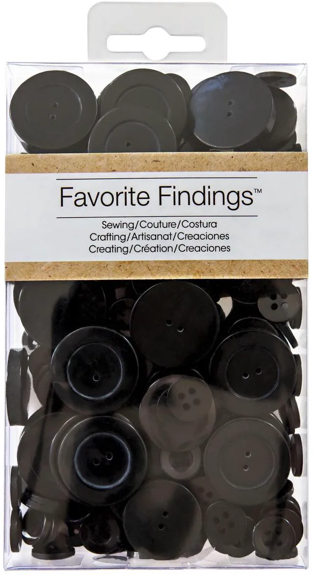 Main image of Favorite Findings 4oz Value Black Assorted Sew Thru & Shank Buttons