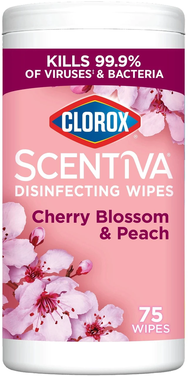 Main image of Clorox Scentiva Disinfecting Wipes, Cherry Blossom and Peach, 75 Count