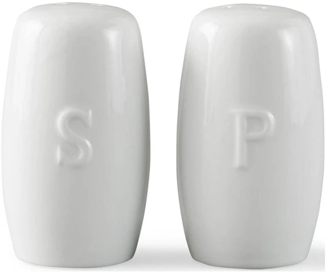 Main image of White Porcelain Embossed Salt & Pepper Shaker Set by Better Homes & Gardens