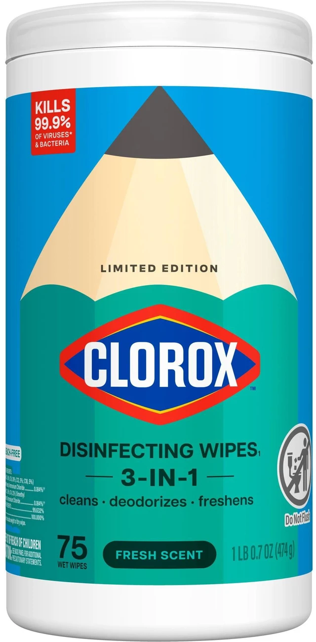 Alt view image 3 of 5 - Clorox Disinfecting Wipes Limited Edition Back to School, Bleach Free, Fresh Scent, 75 Count