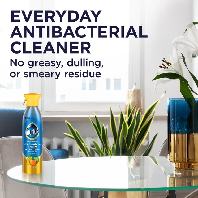 Alt view image 3 of 5 - Pledge Everyday Cleaner Multi Surface Antibacterial Cleaner Aerosol Fresh Citrus 9.7oz