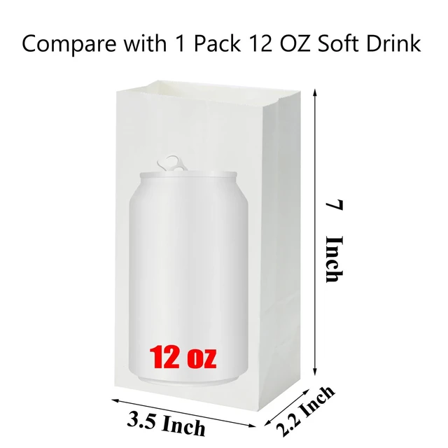 Alt view image 5 of 5 - 50Pcs White Kraft Paper Grocery Bags, 3.5x2.2x7Inches, 1LB, Mini Size, for Cookies Candy Craft