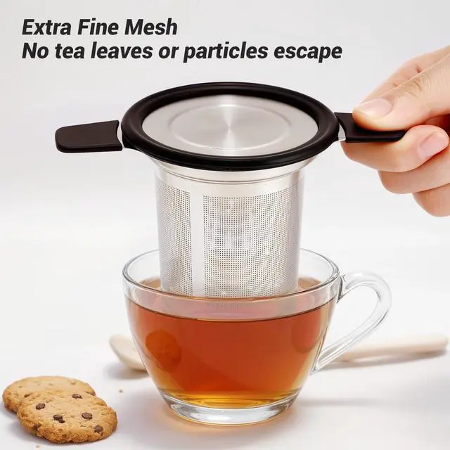 Alt view image 7 of 7 - Tifanso Fine Mesh Stainless Steel Reusable Tea Infuser with Double Handles
