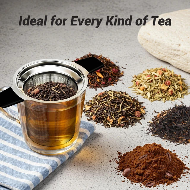 Alt view image 4 of 7 - Tifanso Fine Mesh Stainless Steel Reusable Tea Infuser with Double Handles