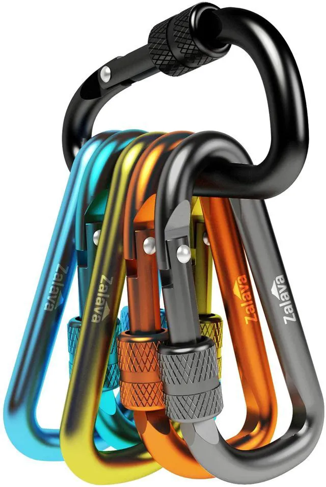 Main image of 6PCS Aluminum D-Clip Carabiner Keychain, 2Inch with Hook