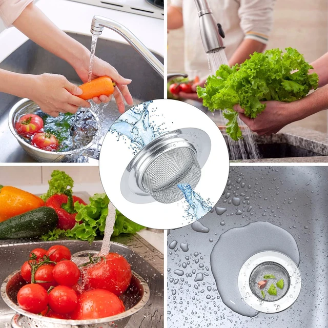 Alt view image 4 of 7 - 2Pcs Stainless Steel Mesh Kitchen Sink Strainer, Large Wide Rim 4.5" Diameter Sink Drain Cover Basket Catcher