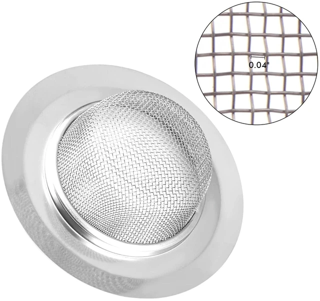 Alt view image 6 of 7 - 2Pcs Stainless Steel Mesh Kitchen Sink Strainer, Large Wide Rim 4.5" Diameter Sink Drain Cover Basket Catcher
