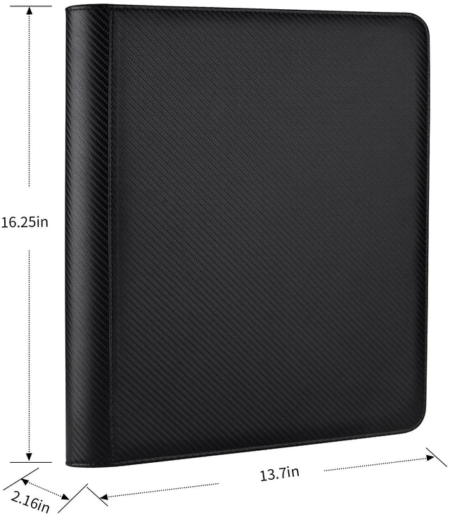 Alt view image 2 of 7 - 9 Pocket Ringless Side Loading Toploader Storage Binder, Fits 288 Standard 3"4" Hard Top Loaders, PU Fixed Page Zipper Card Album for TCG Sports Cards, Carton Black