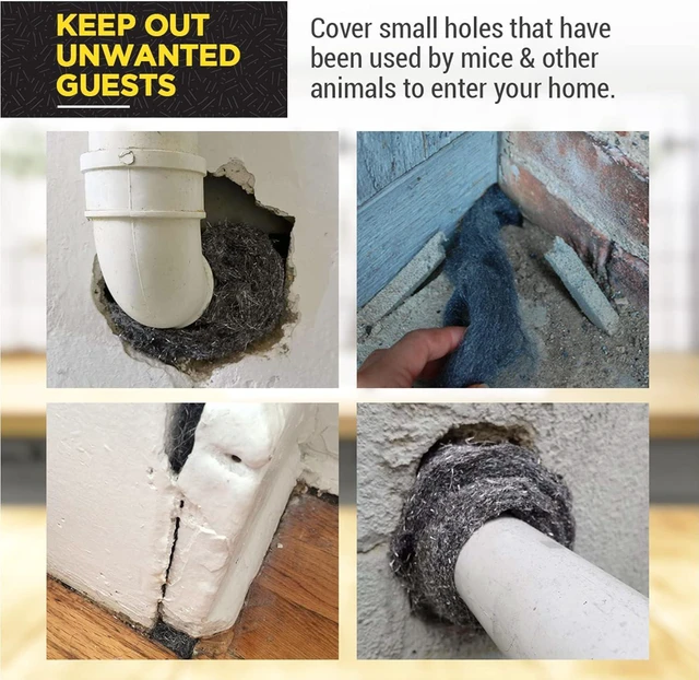 Alt view image 4 of 7 - 0000 Steel Wool 24-Pack Fine Grade Stainless Steel for Rodent Proofing, Filling Holes, Home Protection, Gaps, Wood & Metal Surfaces