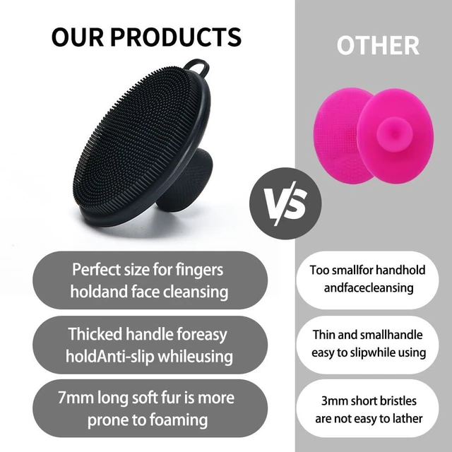 Alt view image 5 of 6 - Silicone Face Scrubber Third Generation Upgraded 1262 Soft Bristle Manual Cleansing Brush for Men Women All Skin Types Black Large