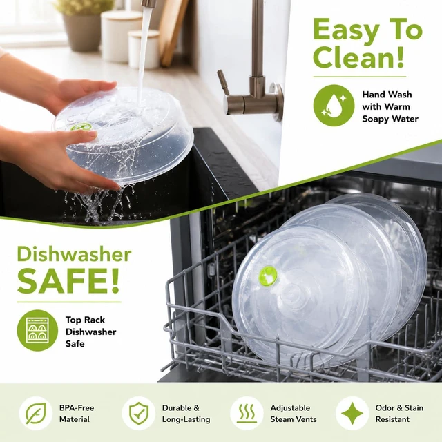 Alt view image 7 of 7 - Set of 5 Microwave Plate Covers with Adjustable Steam Vents, Mixed Sizes for Large & Small Plates and Bowls
