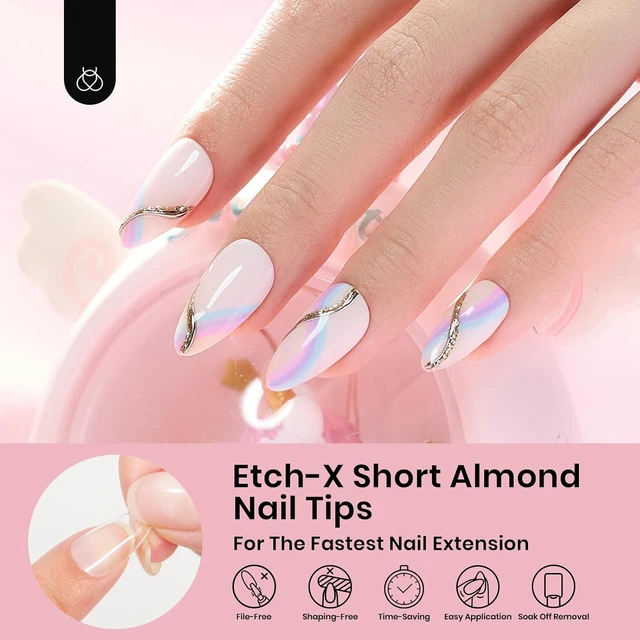 Alt view image 2 of 6 - Beetles Etch-X Soft Gel Nail Tips Short Almond 288pcs 12 Sizes