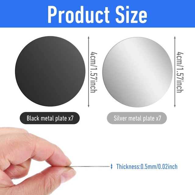 Alt view image 5 of 7 - Bewudy 14PCS Metal Plates for Magnetic Mount, Round Magnet for Phone Case
