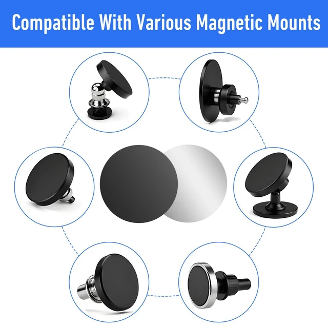 Alt view image 2 of 7 - Bewudy 14PCS Metal Plates for Magnetic Mount, Round Magnet for Phone Case