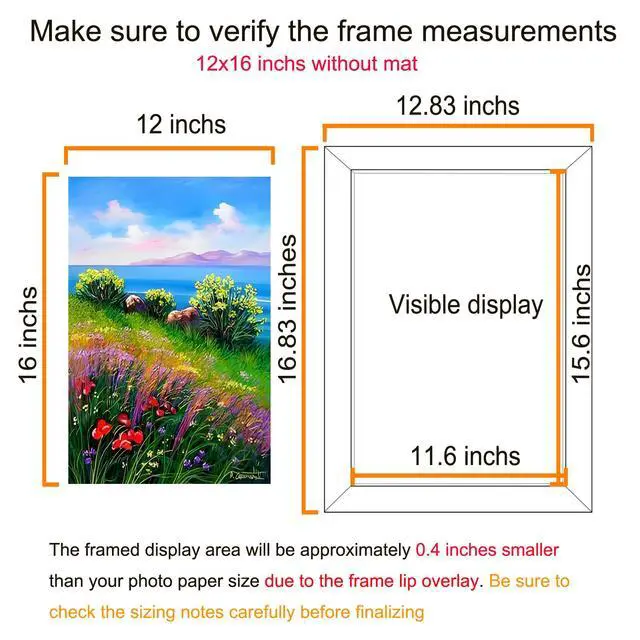 Alt view image 3 of 7 - BESCRCL 12x16 Wall Hanging Picture Frame, Black, 1 Pack