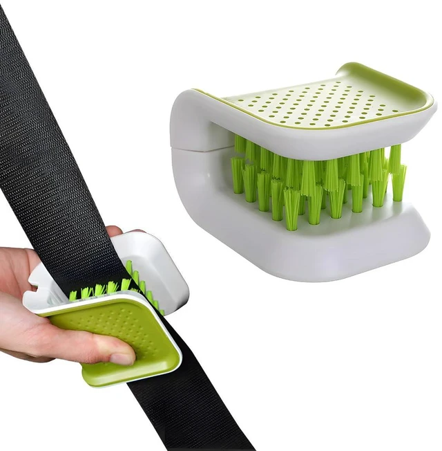 Main image of Car Seat Belt Cleaning Brush, Double Sided U-Shaped Bristle Scrubber, Foldable Closed Structure Safety Belt Cleaner