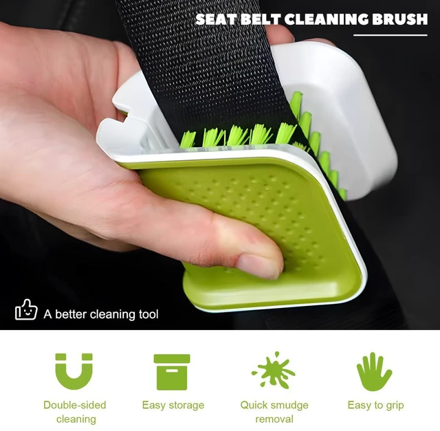 Alt view image 6 of 6 - Car Seat Belt Cleaning Brush, Double Sided U-Shaped Bristle Scrubber, Foldable Closed Structure Safety Belt Cleaner