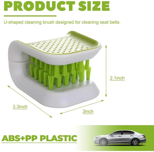 Alt view image 2 of 6 - Car Seat Belt Cleaning Brush, Double Sided U-Shaped Bristle Scrubber, Foldable Closed Structure Safety Belt Cleaner