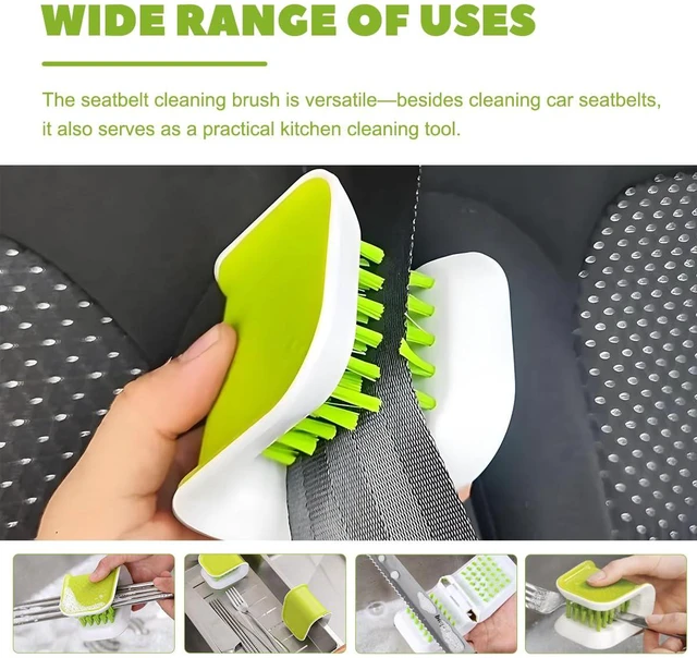 Alt view image 3 of 6 - Car Seat Belt Cleaning Brush, Double Sided U-Shaped Bristle Scrubber, Foldable Closed Structure Safety Belt Cleaner