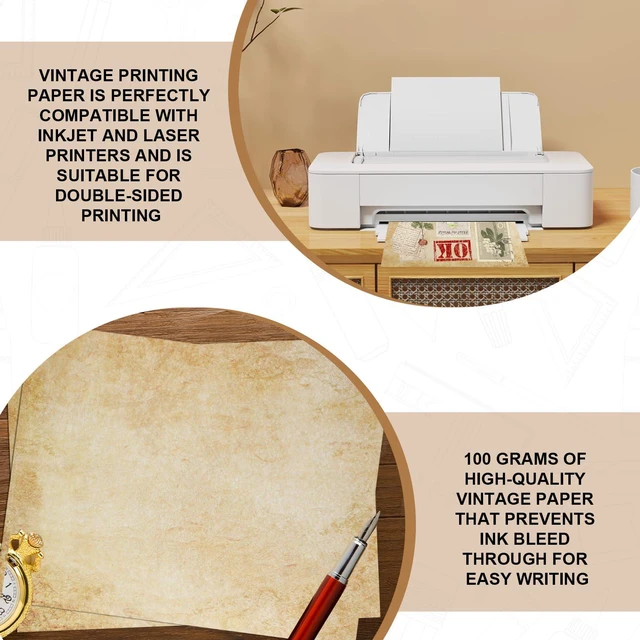 Alt view image 7 of 7 - Joyberg 70PCS Vintage Parchment Paper 8.5x11in for Writing, Decorative Printing, Invitation, Letter, Resume, Award, Diploma, Art, Craft, Certificate, Antique
