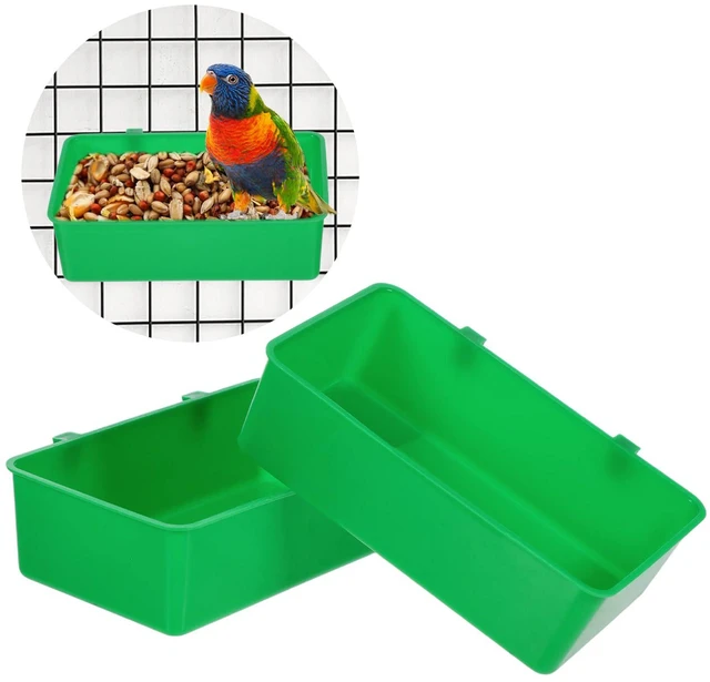 Alt view image 5 of 7 - 2 Pack Hanging Plastic Food Water Bowls for Parakeet Cage Accessories, Small Animal Dish Food Container for Coop, Parrot, Finches, Lovebirds (Green)