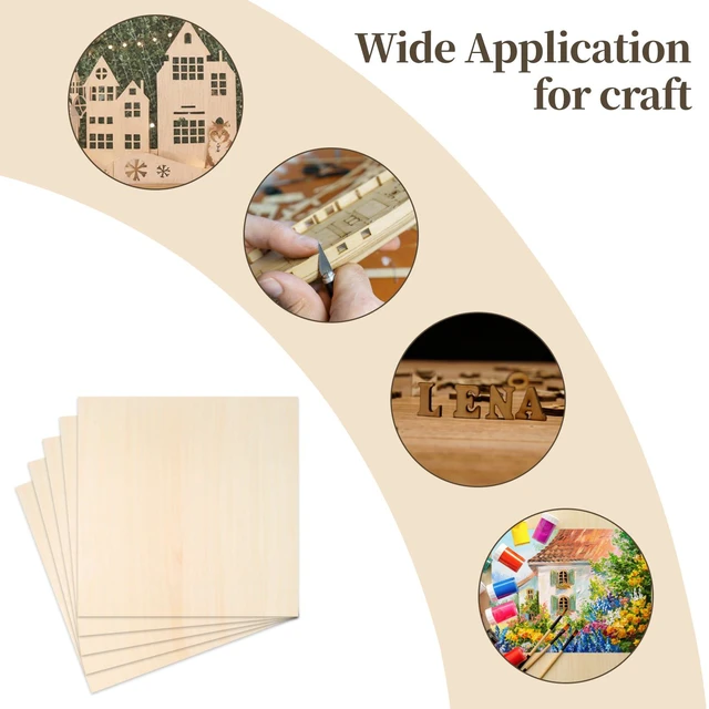 Alt view image 3 of 7 - 12x12x1/16in, 5 Pcs, Balsa Wood, Plywood Sheet, Unfinished Basswood Blanks
