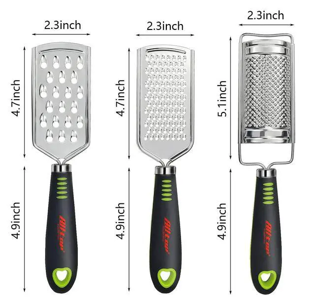 Alt view image 2 of 6 - ALLTOP Stainless Steel Food Graters for Cheese, Nutmeg, Potato, Ginger, Garlic, Citrus - Hand-held Kitchen Zester, Set of 3